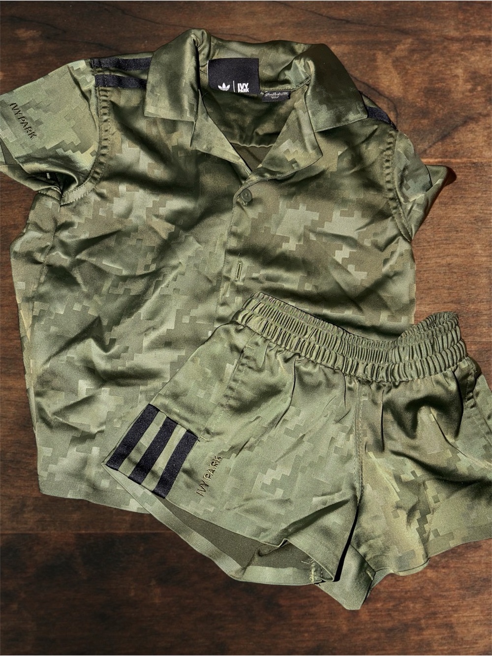 adidas Olive Green Digital Camo Two-Piece Athletic Set